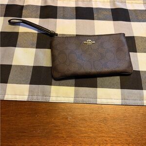 Coach Dark Brown Leather Wristlet